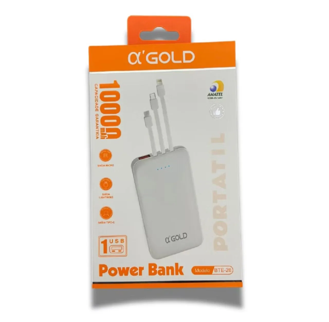 Bateria portátil Power bunker 10 mil mah AGold bte-28