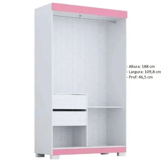 Guarda Roupa 2 Portas 2 Gavetas 100% MDF Novo Varios Modelos - Foto 2