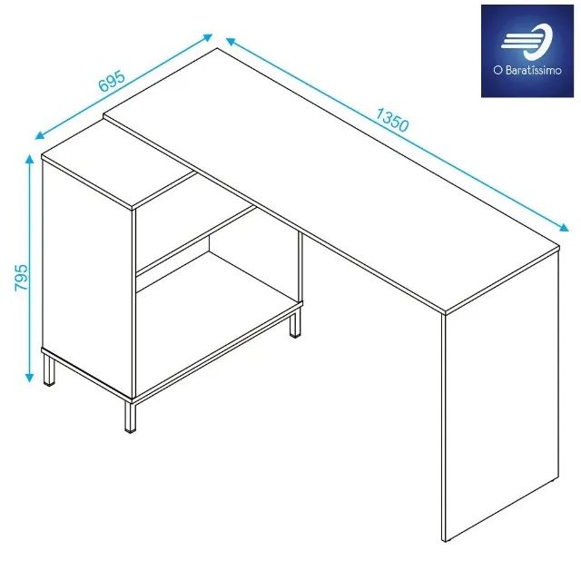 OFERTA Mesa de Computador com Pés em Metal 2 Nichos - Foto 5