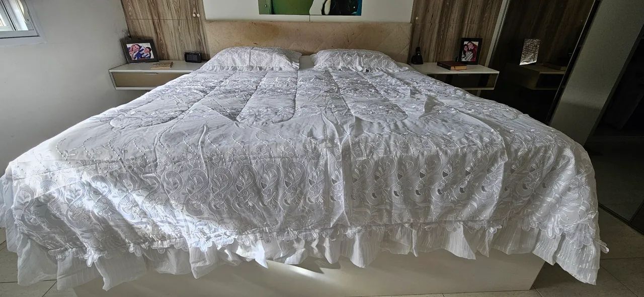 Colcha Branca em Organza King com Fronhas - Foto 4