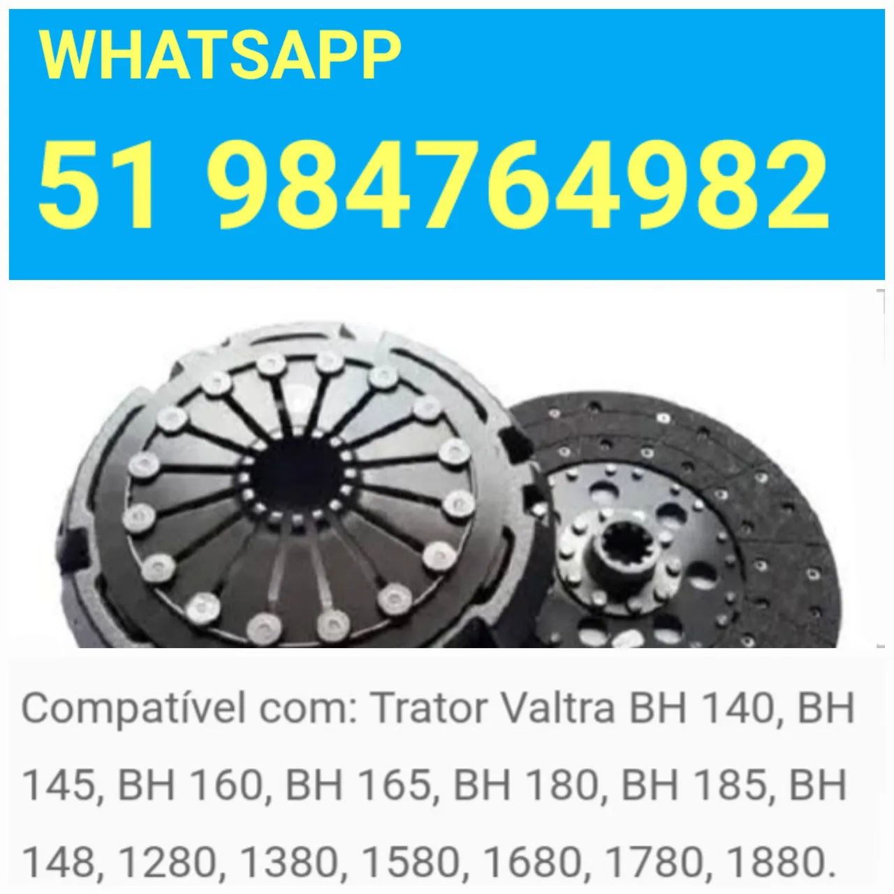 EMBREAGEM KIT PLATO E DISCO DO TRATOR VALTRA SÉRIE BH 140/145/148/160/165/180/185/1280 ...