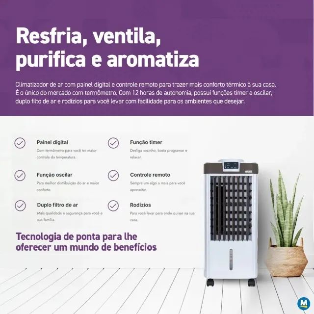 Climatizador De Ar Portátil 4 Em 1 Painel Digital Timer 4 L - Foto 2