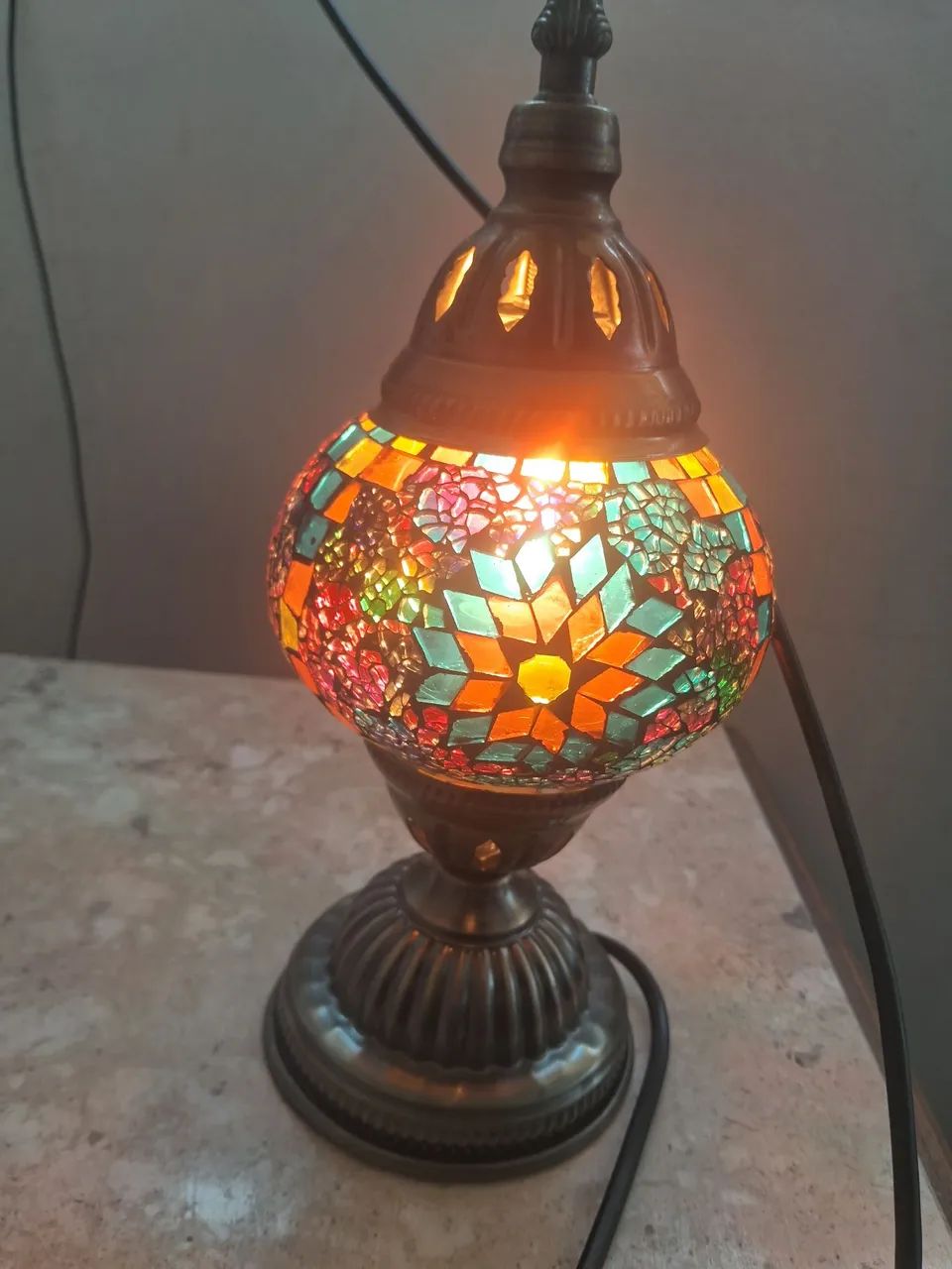 Linda luminária turca de mesa- mosaico colorido  - Foto 4