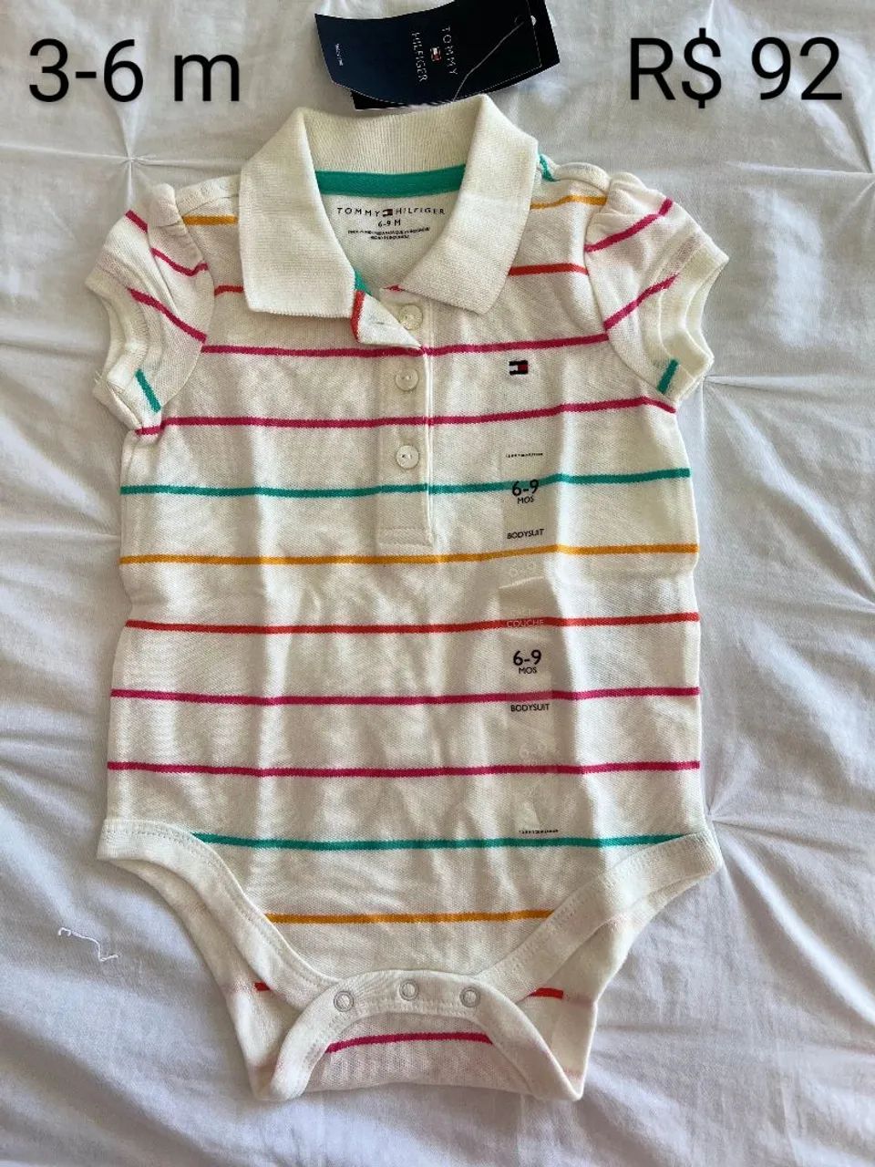 Body listrado Tommy Hilfiger 3-6 meses