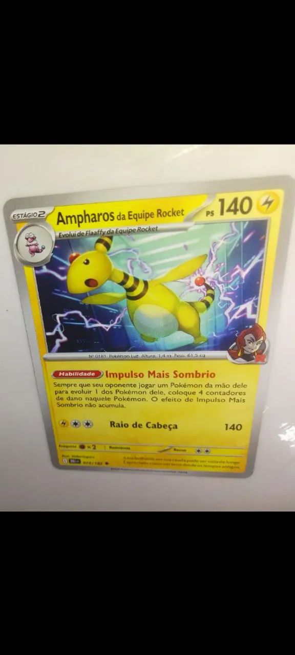 Carta Pokémon Ampharos da Equipe Rocket carta antiga bem conservada 