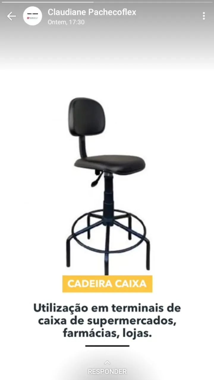 CADEIRA CAIXA BASICA COURO ECOLOGICO PRETO  ZAP 71- *  - Foto 4
