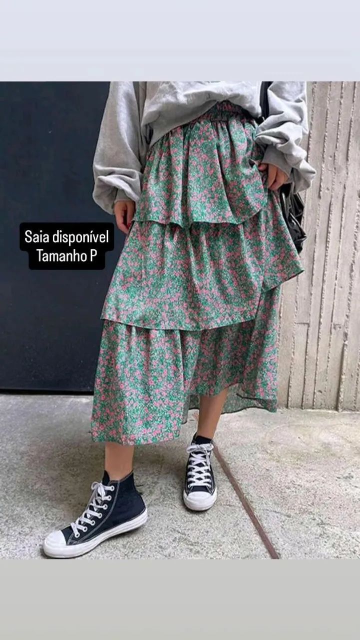 Saia Midi Floral - Tamanho P
