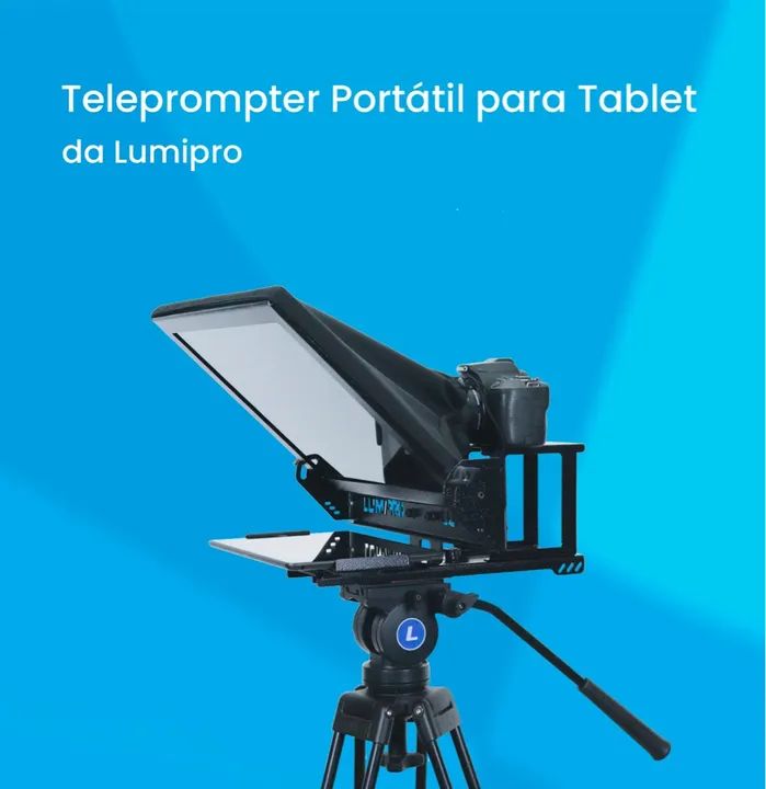 Teleprompter Profissional Lumipro Led 19' Espelho Polarizado - Foto 3