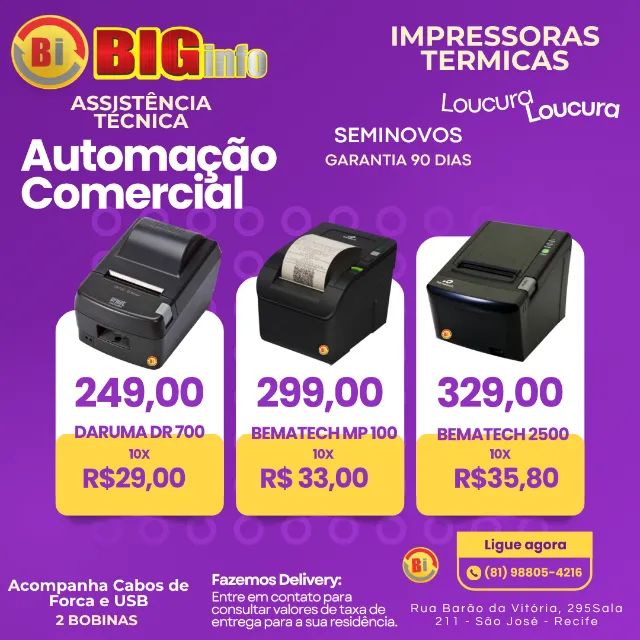 Impressora Termica Varias Marcas 10x - Garantia - Centro do Recife - Assistencia Tecnica - Foto 4
