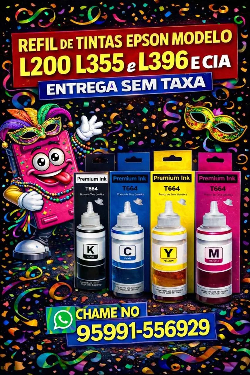 Refil de tintas Epson modelo l200 l355 e l396 e cia 