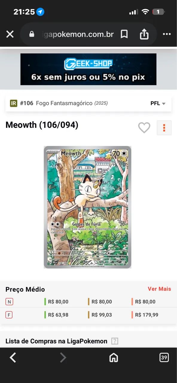 Carta de Pokémon (meowth) - Foto 3