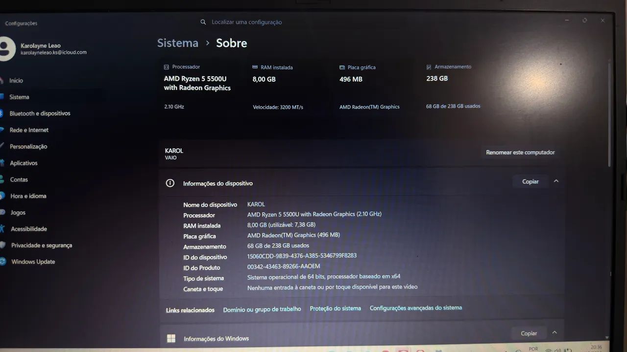 Notebook VAIO Intel Core i5 (11ª Geração) 8GB RAM  SSD 256GB ?  - Foto 4