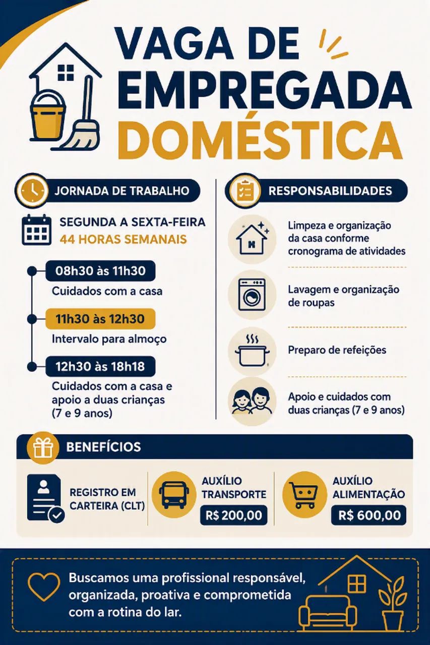 CONTRATA-SE EMPREGA DOMÉSTICA