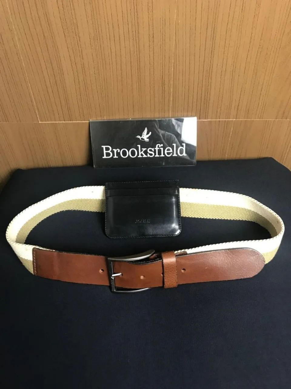 Cinto Brookfield lona e couro.
