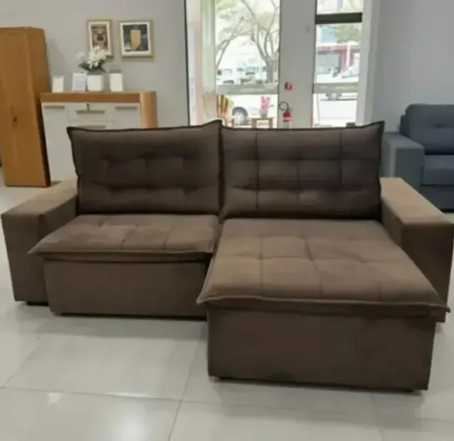 Sofá alice retratil e reclinavel marrom NOVO DE FABRICA 