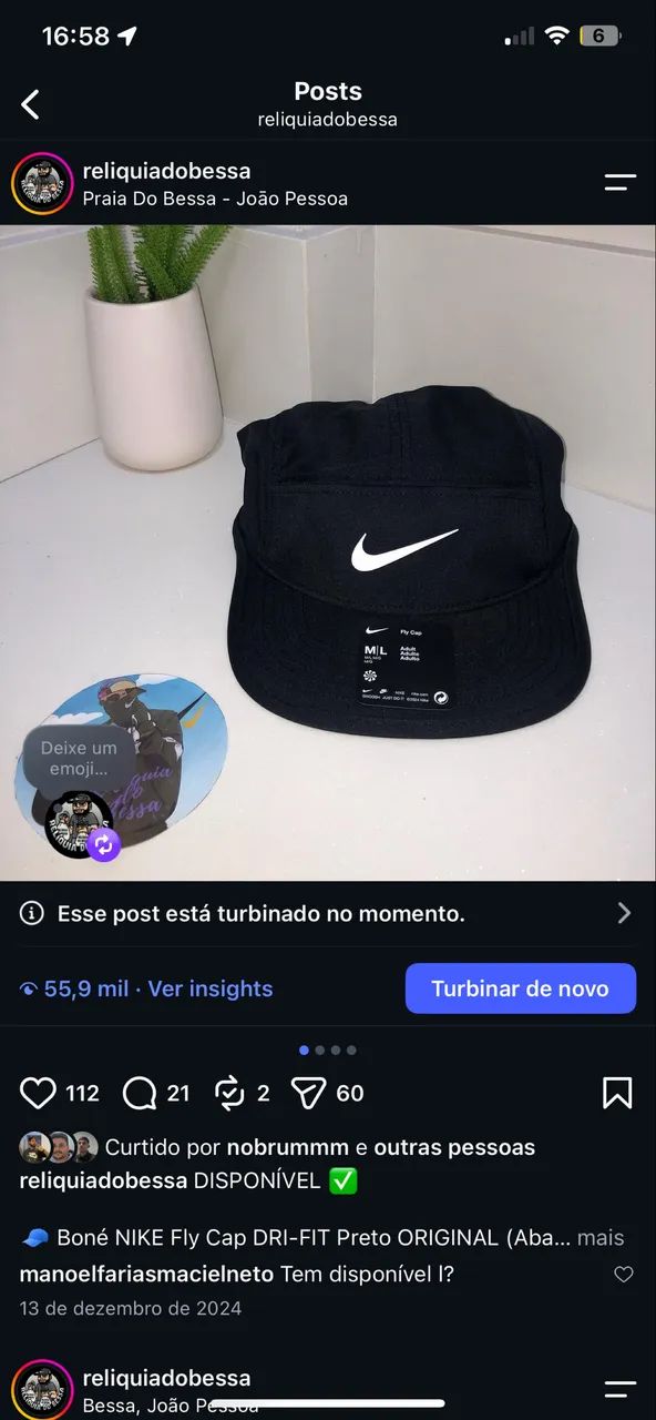 BONÉ NIKE AW84 DRI FIT FLY CAP ORIGINAL