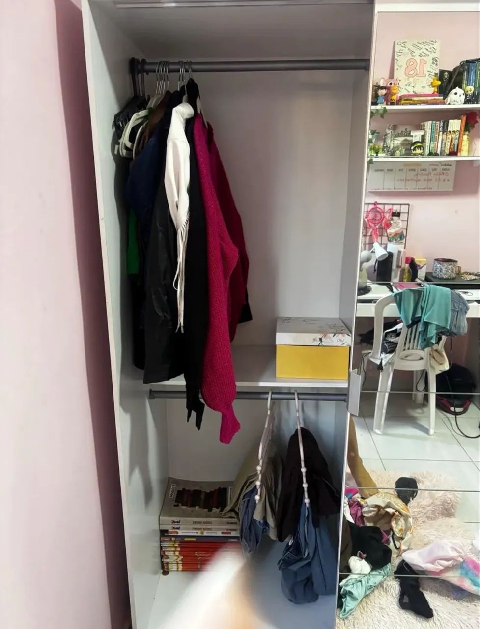 Guarda-Roupa Solteiro Madesa 2 Portas de Correr com Espelho Branco - Foto 2