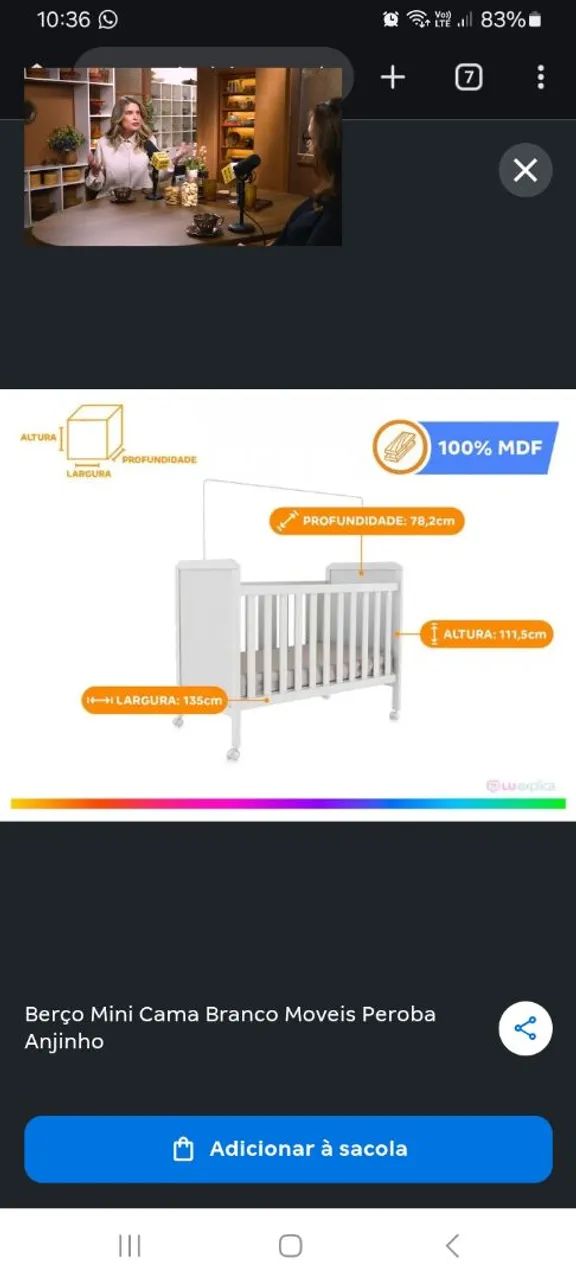 BERÇO AMERICANO 2 EM 1 vira cama *colchao incluso  - Foto 3