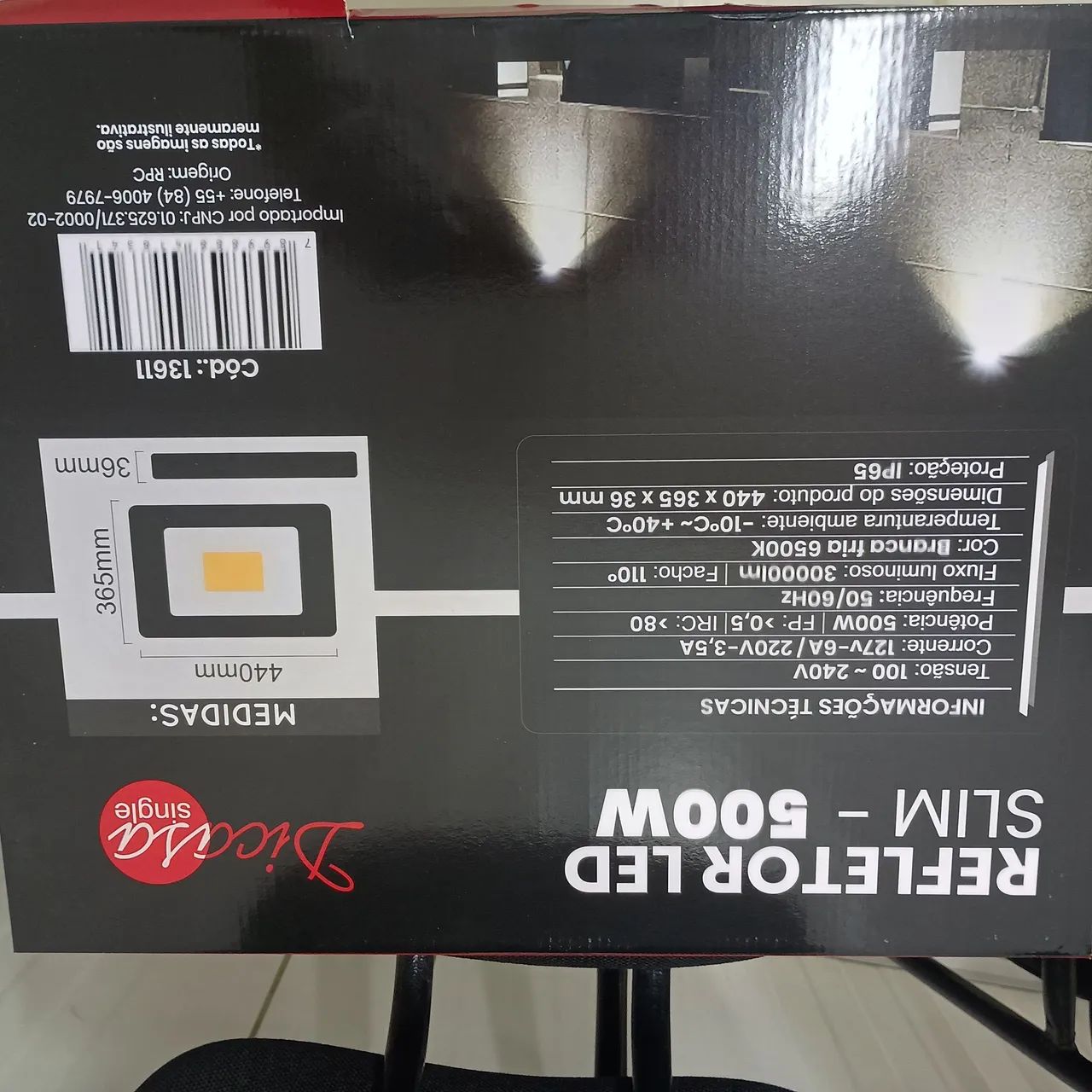 Refletor Led 500W<br>Ref: 13611; *8341<br>Marca: Di Casa - Foto 2