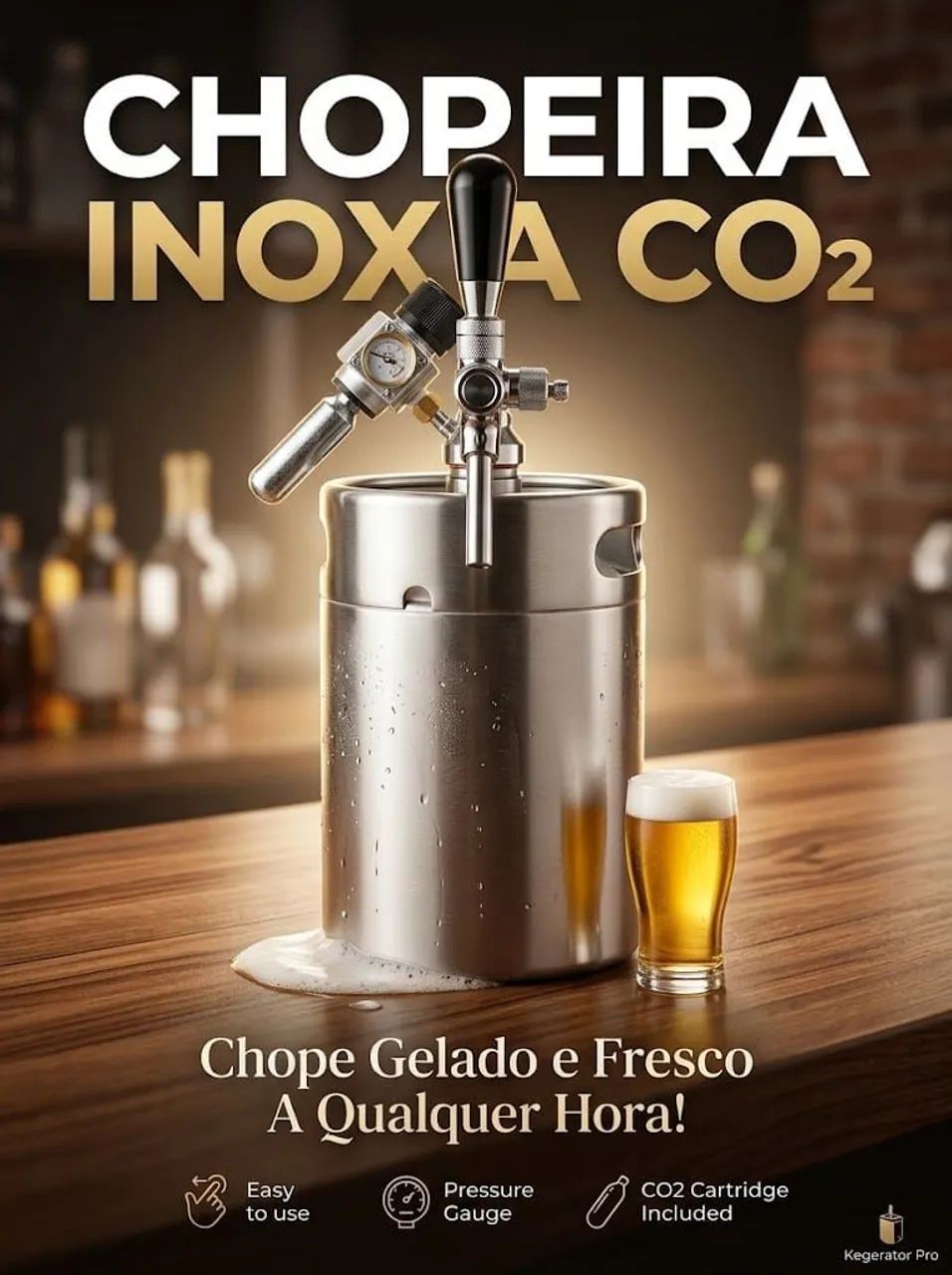 Chopeira inox com torneira Italiana 