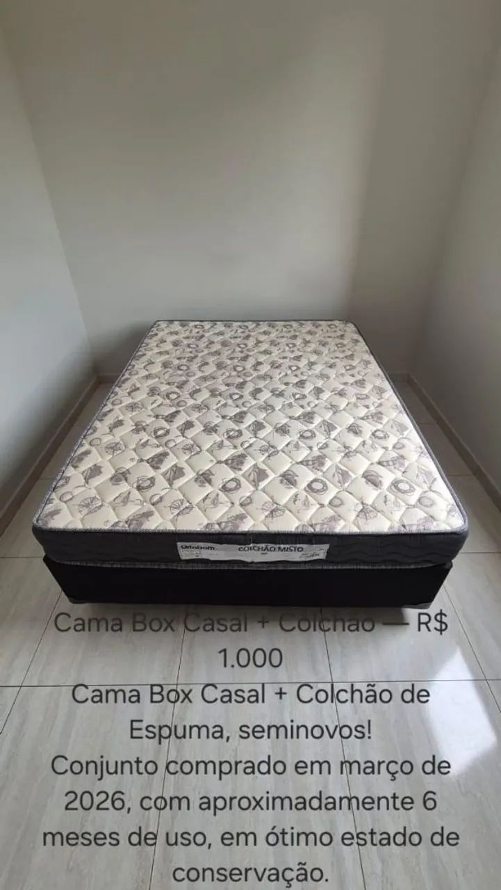 Cama + colchão casal Ortobom