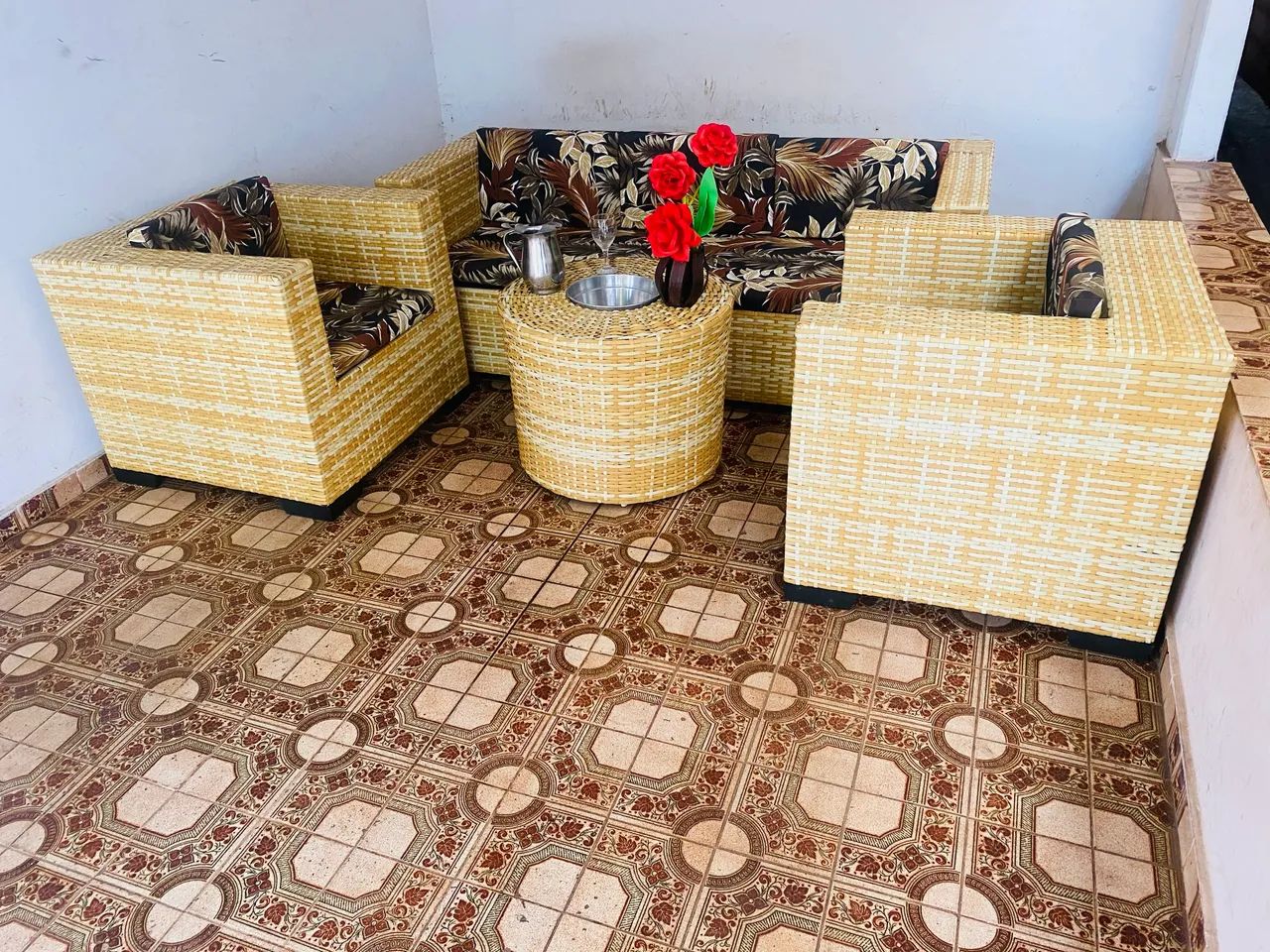Conjunto de sofá de alto padrão de área externa 