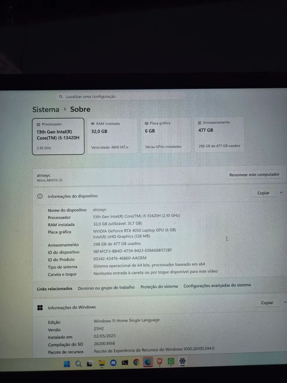 R$4600 Notebook Acer Nitro V15 RTX4050<br>Com RAM ADICIONADO - Foto 4