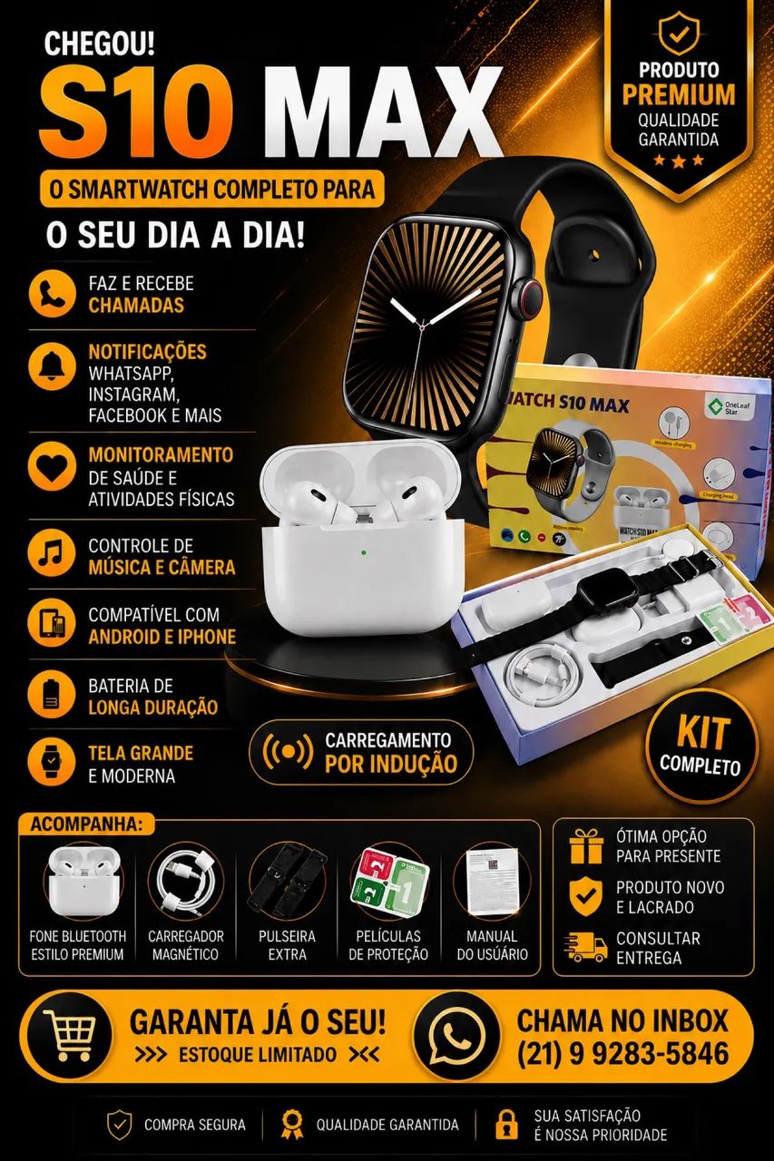 S10 MAX + FONE BLUETOOTH + 2 PULSEIRAS