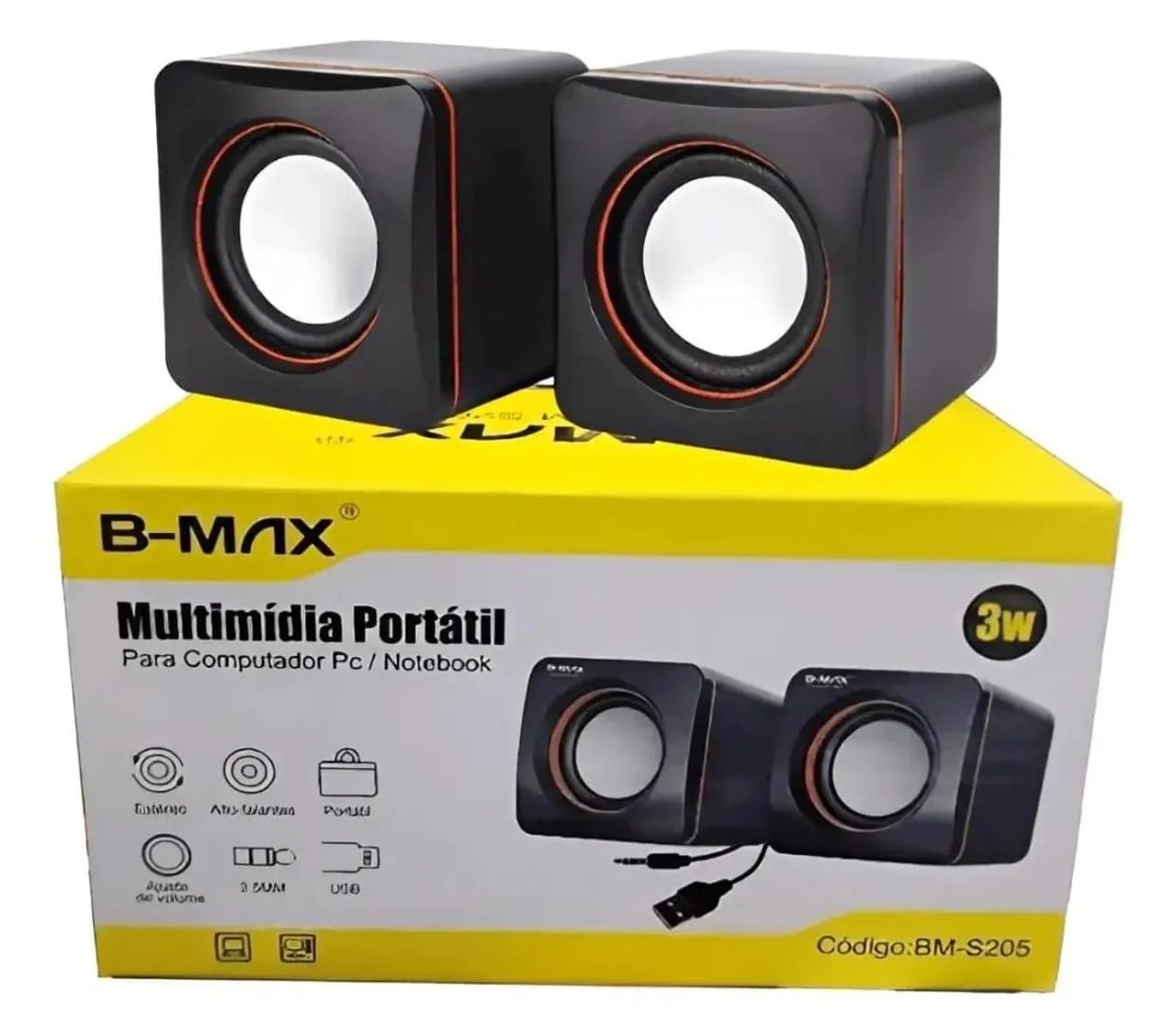 Caixinha de som para Computador Multimídia USB/ p2 B-Max BM-S02