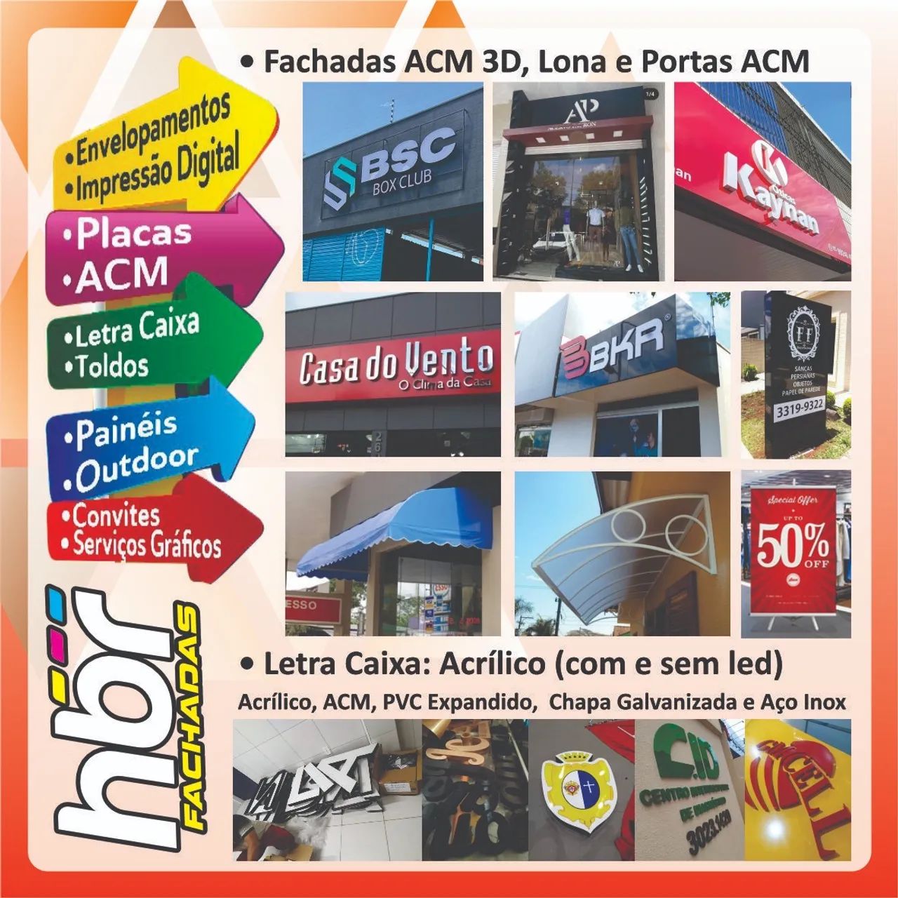 Letra Caixa 3D ACM - Acrilico - PVC EXPANDIDO e etc / Totens / Toldos