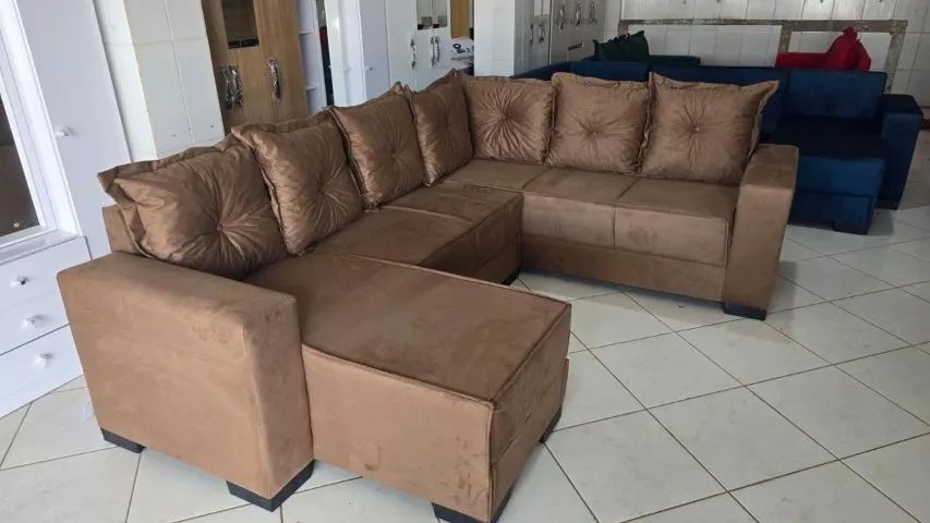 SOFÁ DE CANTO COM CHAISE NOVO - Foto 4