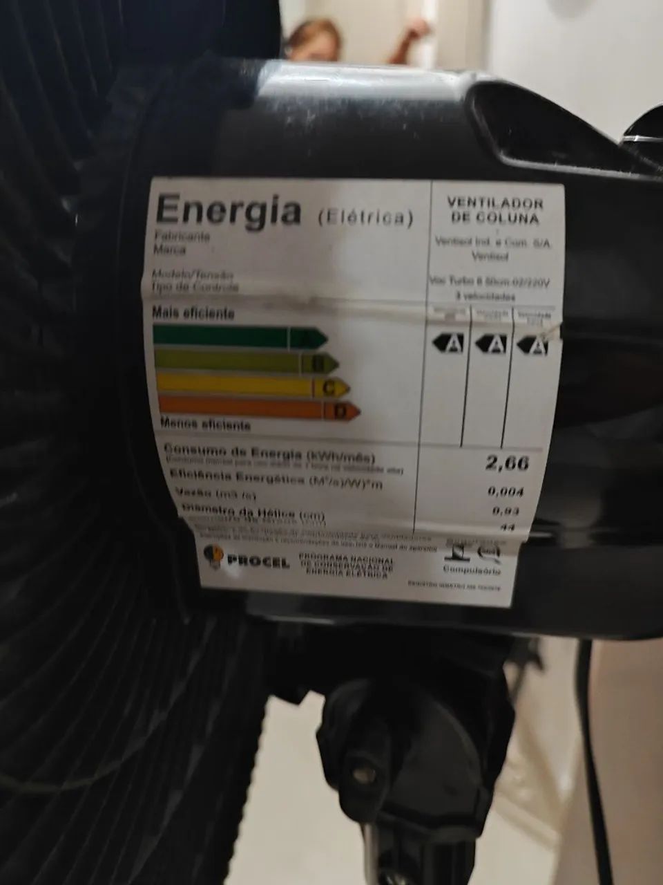 VENTILADOR VENTISOL COLUNA TURBO 6P 50CM PRETO 220V. - Foto 3
