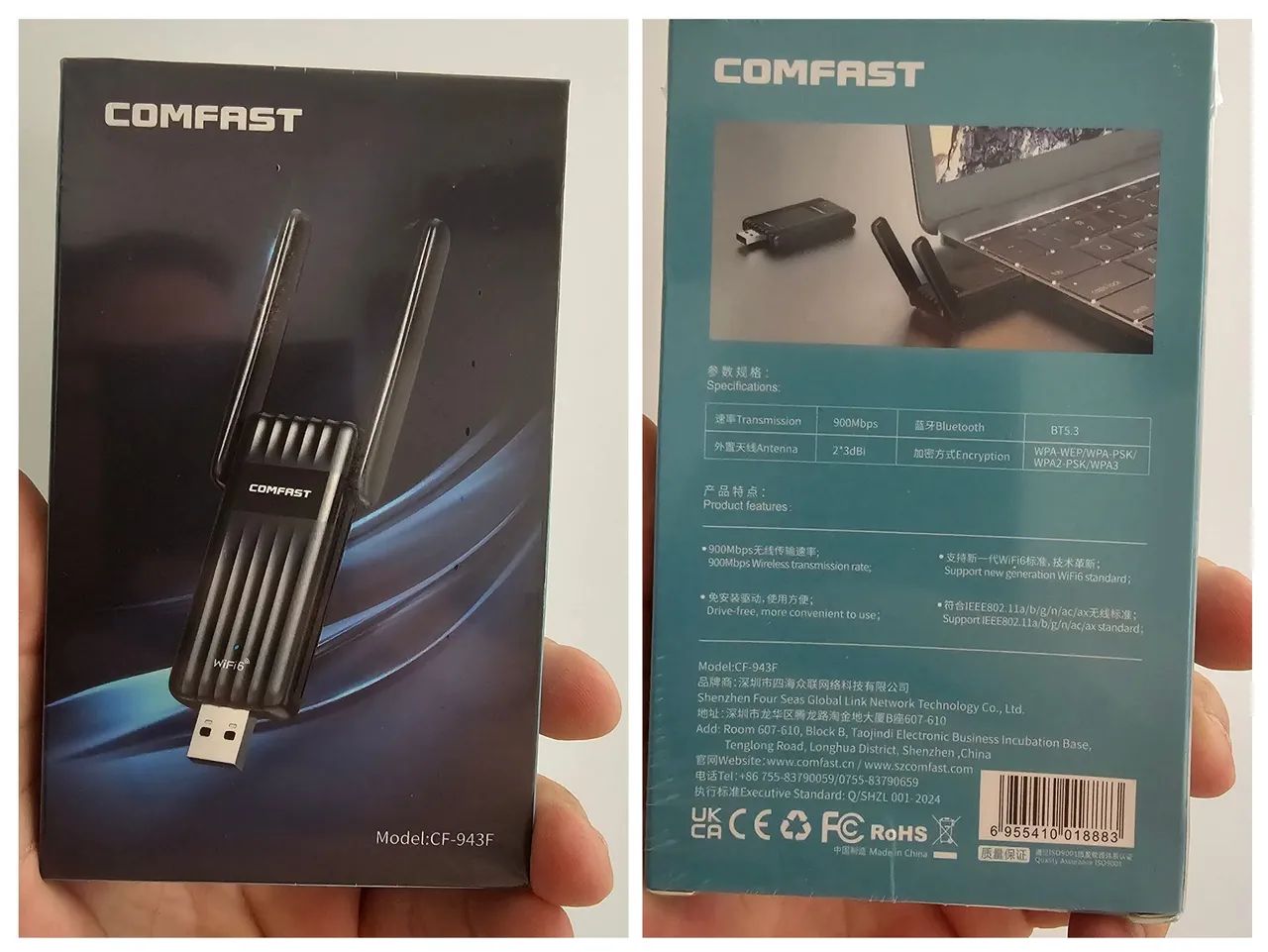 Placa de Rede Wi-F 6 (2G e 5G)i USB, com Bluetooth 5.3