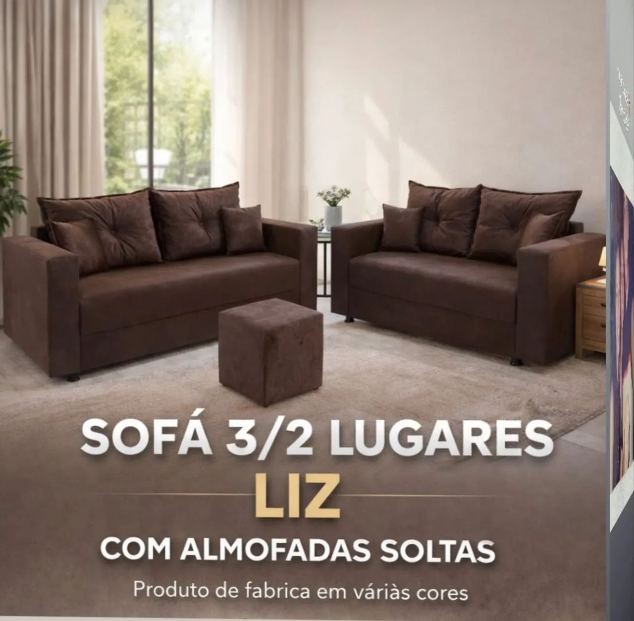 SOFÁS 3/2 LUGARES + PUFF, APROVEITE OFERTA 2 peças R$ 999,99
