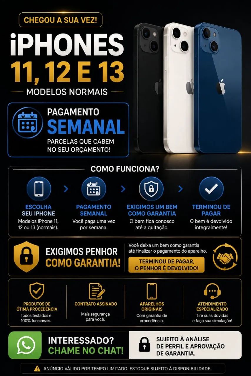 IPHONE NO CREDIÁRIO SEMANAL 