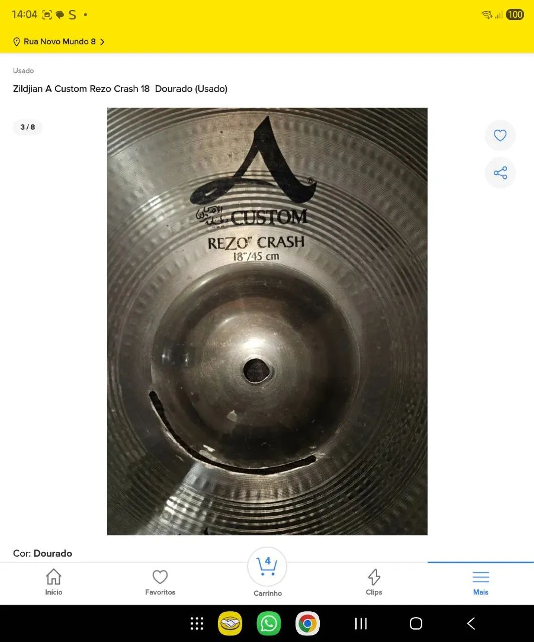 Prato Zildjian A Custom Rezo Crash 18 Polegadas - Foto 3