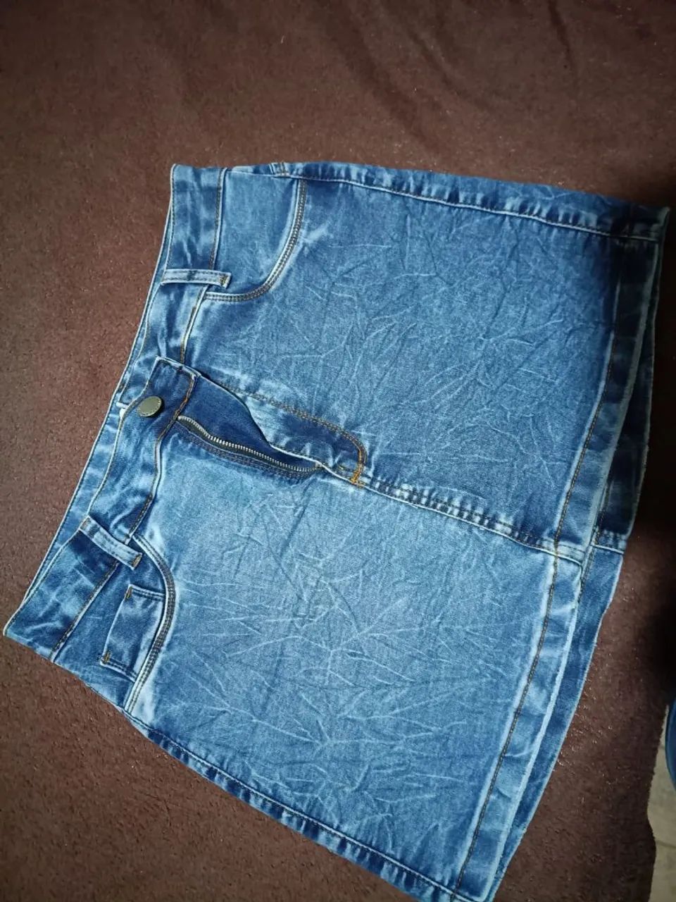 Linda saia jeans número 44 com elastano  - Foto 3