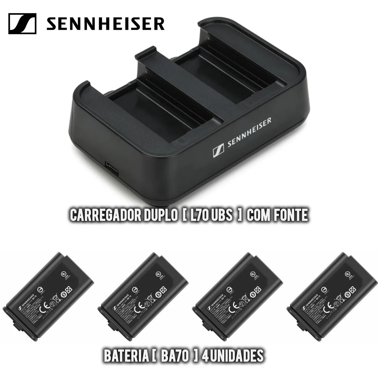 Conjunto de Carregamento EW-D / EW-DX - Sistemas Sem Fio Sennheiser ( Carregador + 4 Bater