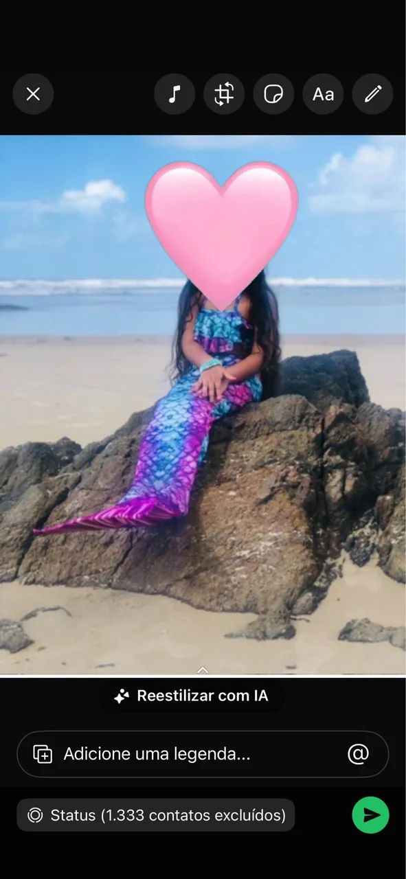 Cauda de sereia infantil com top