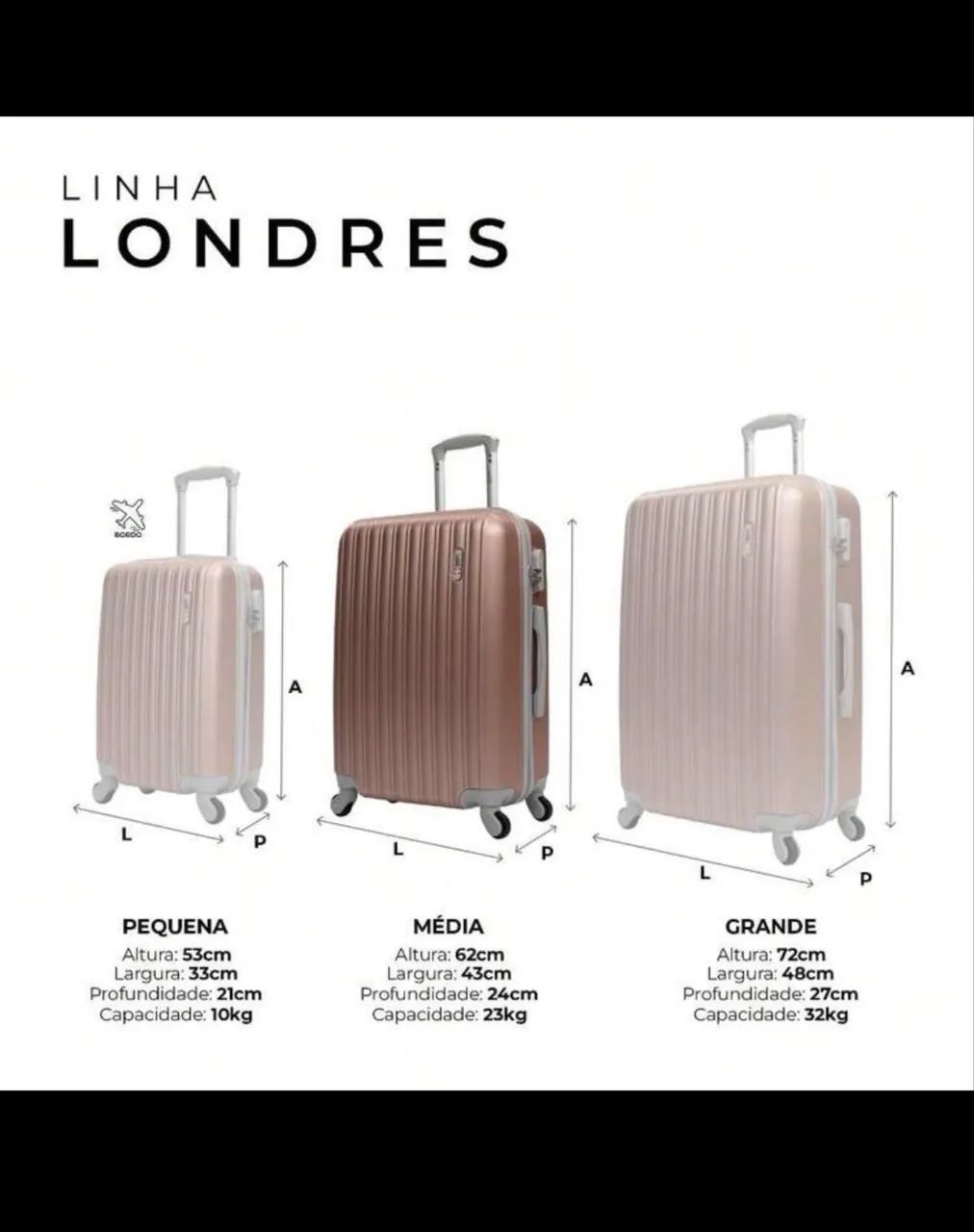 Kit de mala Swiss move Londres rosa
