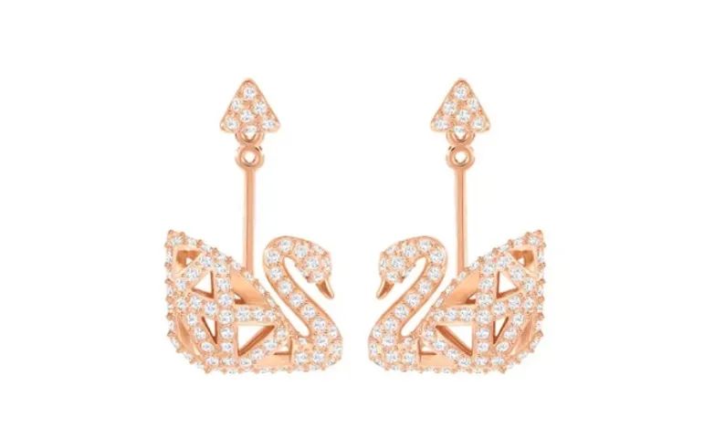 Brinco Cisne com cristais Swarovski
