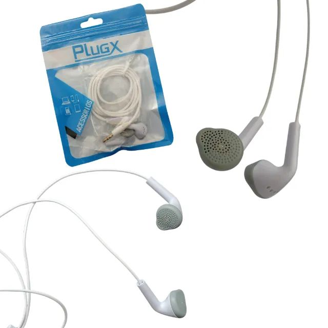 Fone de Ouvido P3 com Microfone PlugX 3,5mm Branco - Foto 3