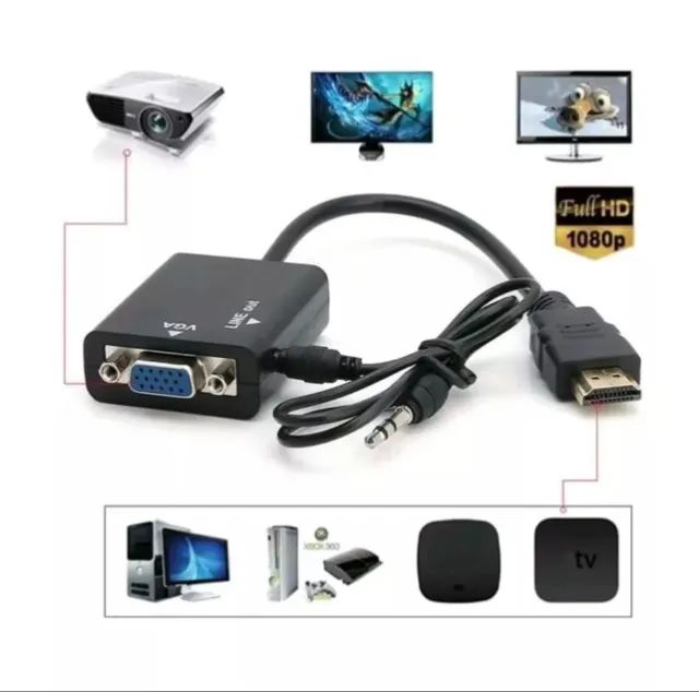 Cabo Adaptador Hdmi Para Vga - Hd Conversion Cable - Foto 2