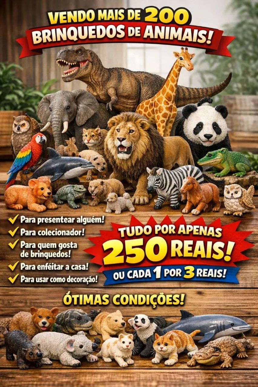 Vendo mais de 200 brinquedos de animais em ótimas condições 