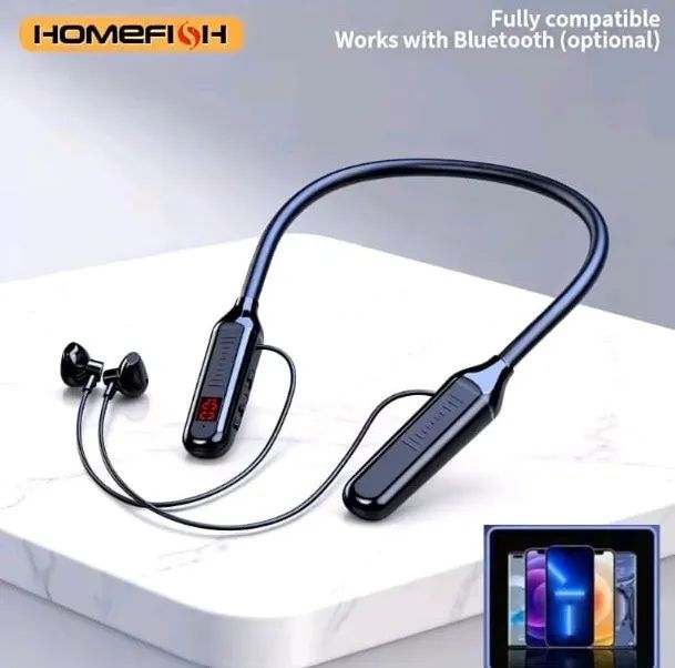 fone Bluetooth de pescoço com mostrador digital e cartão de memória - Foto 4