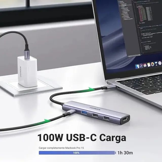 Hub 5 Em 1 Ugreen Usb, Hdmi 4k, Tipo-c 100w - Foto 5