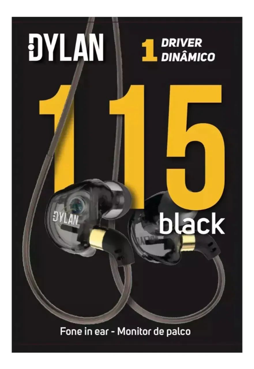 FONE OUVIDO IN-EAR DYLAN DE-115 BLACK MONITOR DE PALCO - Foto 2