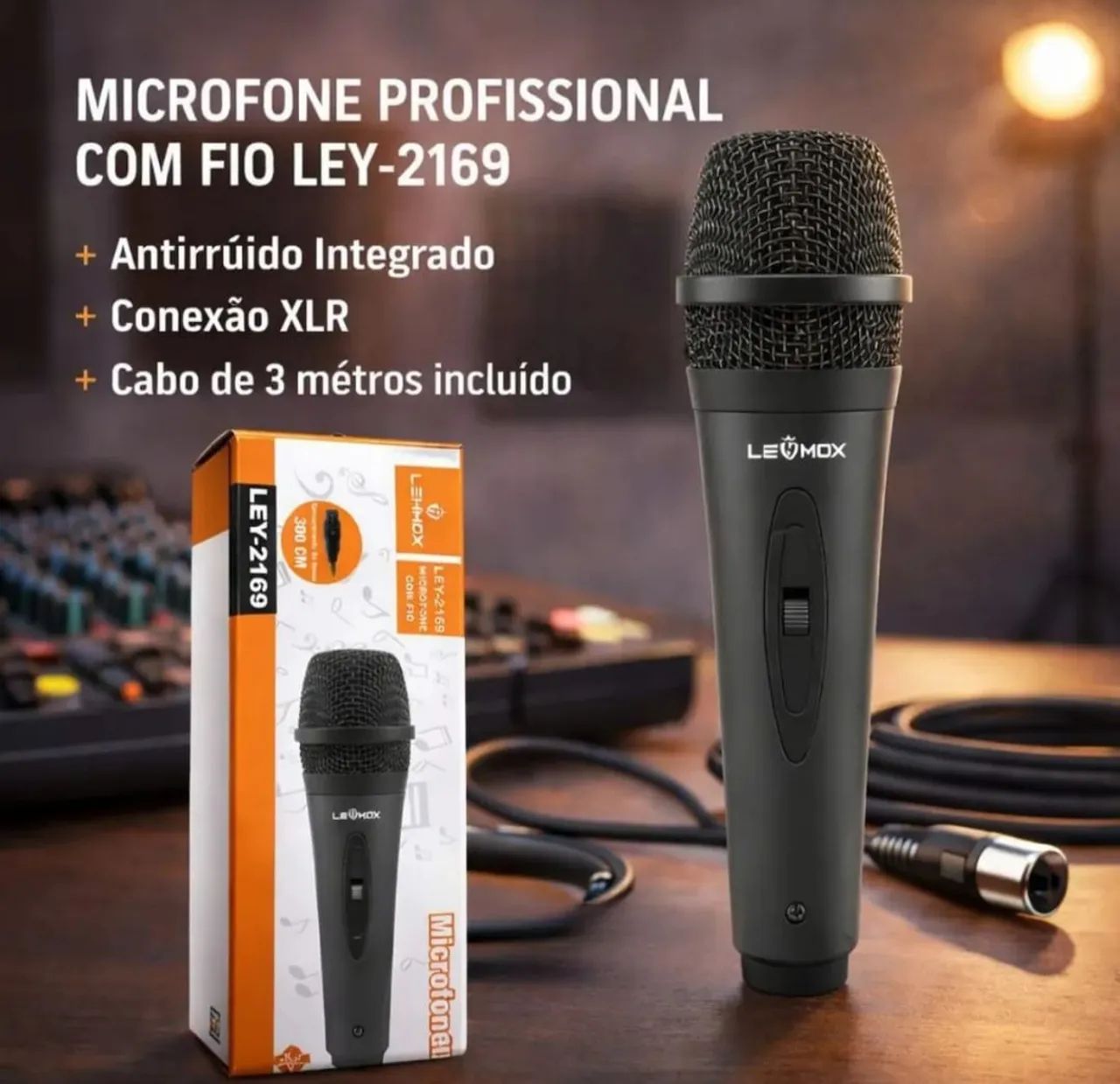 Microfone com Fio Lehmox LEY-2169 - Som Claro e Nítido - Foto 3