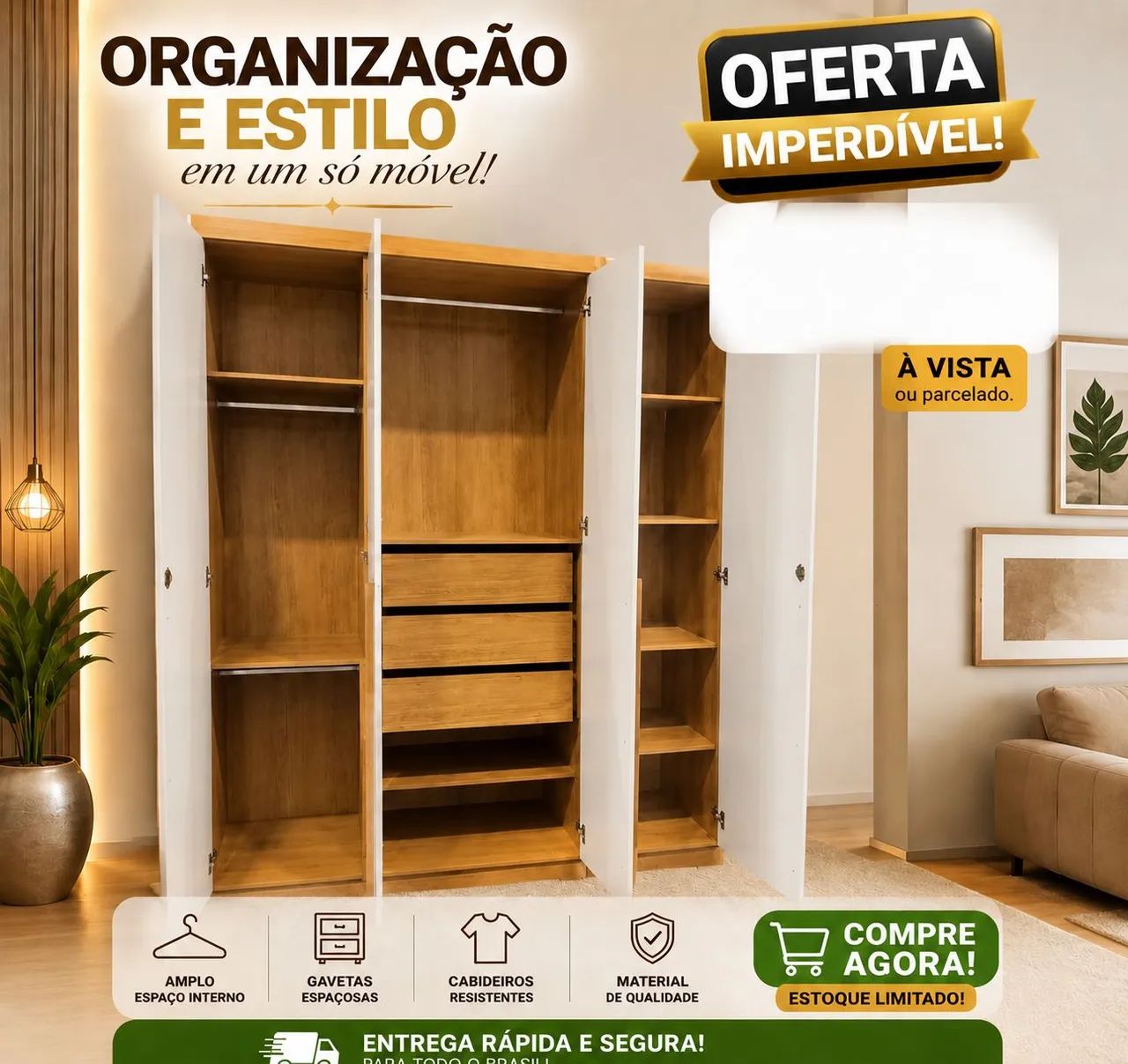 Guarda roupa entrega e montagem grátis - Foto 2