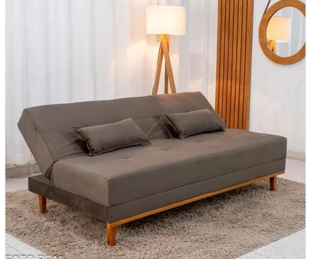 Oferta Sofá cama nubia veludo marrom  - Foto 2